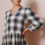 Albaray Black and Cream Plaid Midi Dress 3