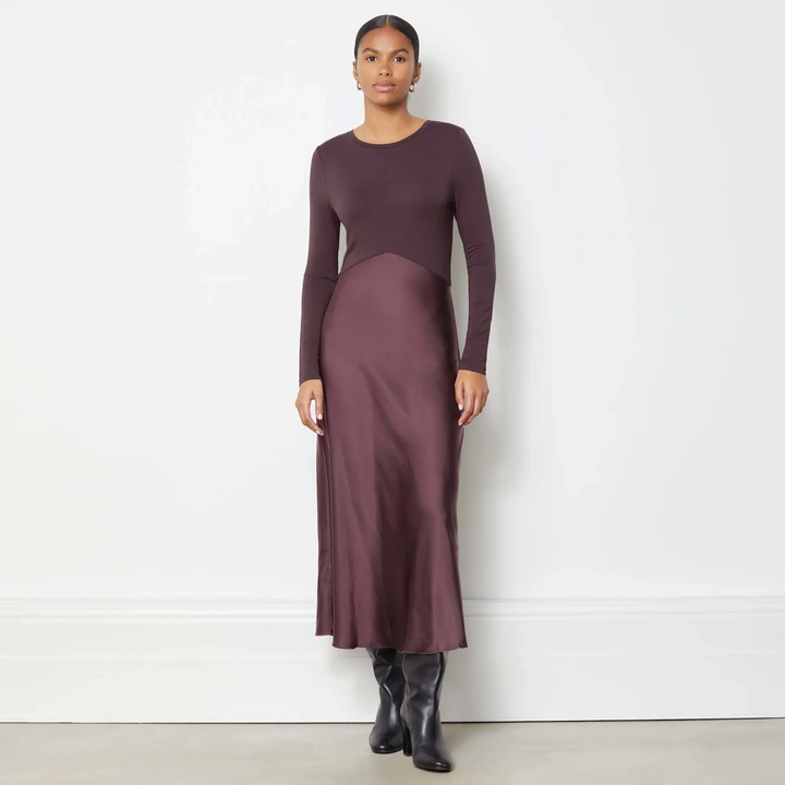 Satin and Jersey Maxi Dress For The Creators