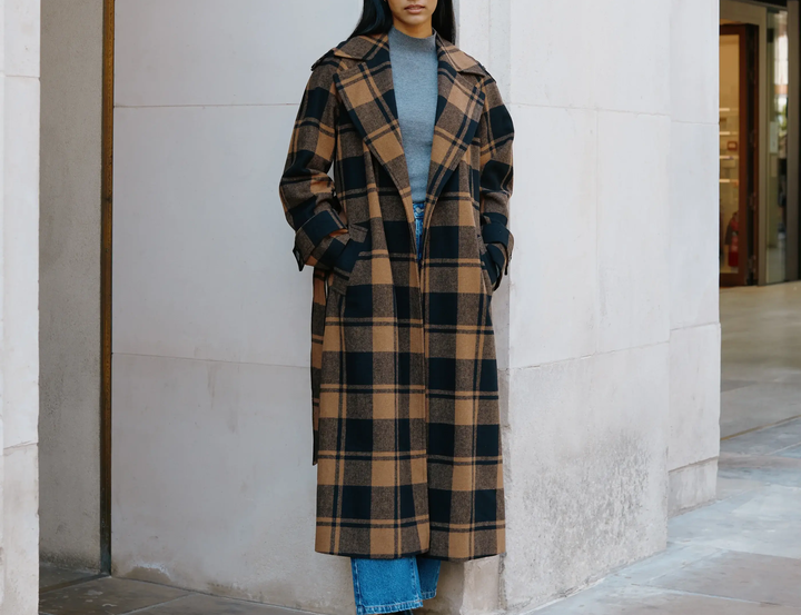 Albaray Check Wrap Coat 1