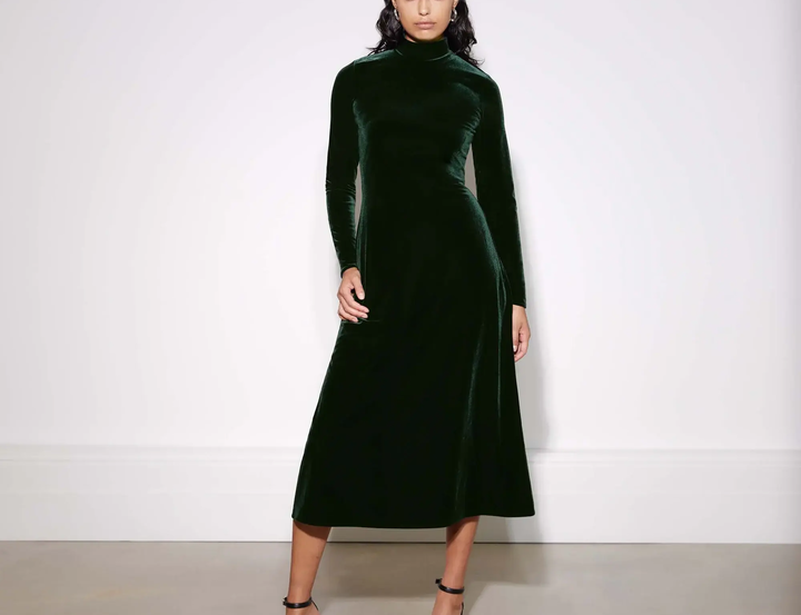 Albaray Velvet Funnel Neck Dress 1