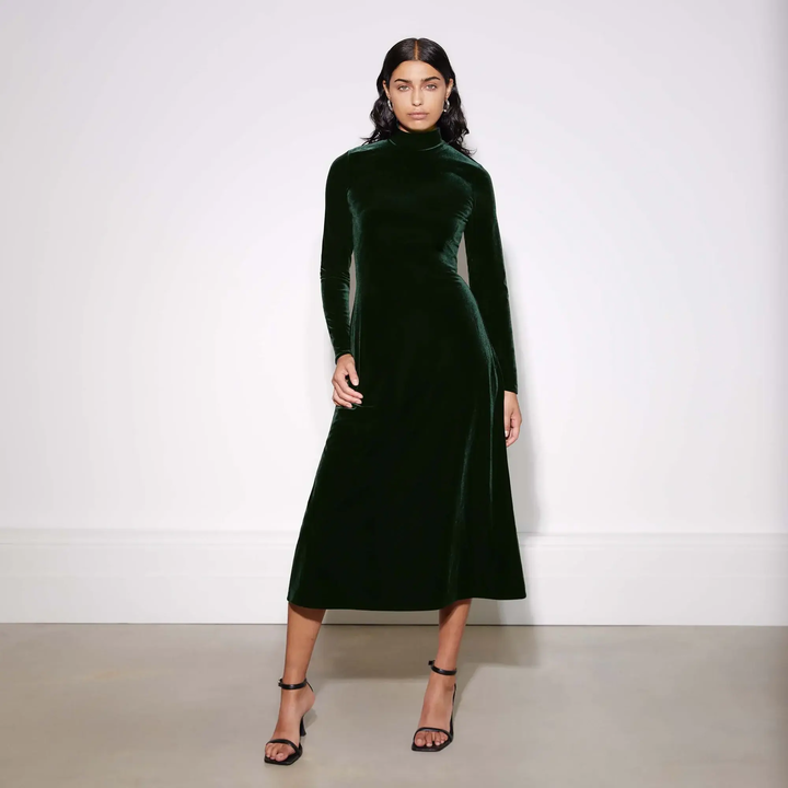 Albaray Velvet Funnel Neck Dress 1
