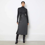 Albaray Turtle Neck Satin & Jersey DressGrey 1