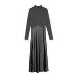 Albaray Turtle Neck Satin & Jersey DressGrey 4
