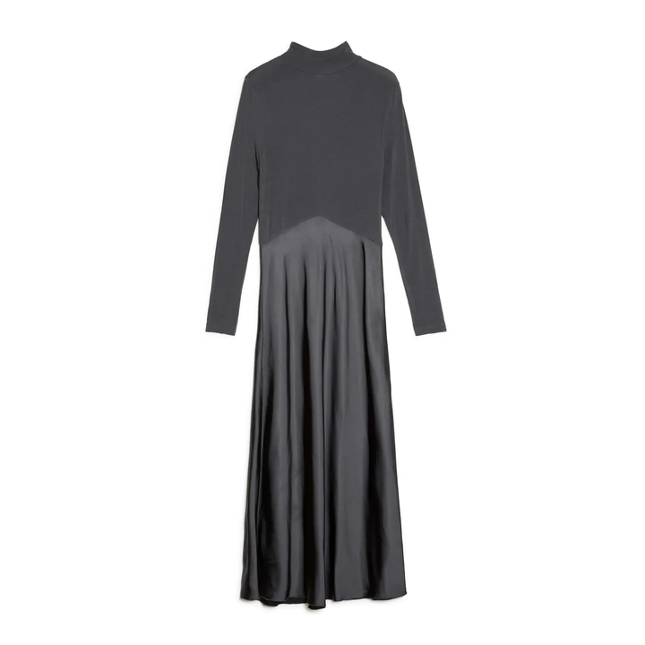 Albaray Turtle Neck Satin & Jersey DressGrey 4
