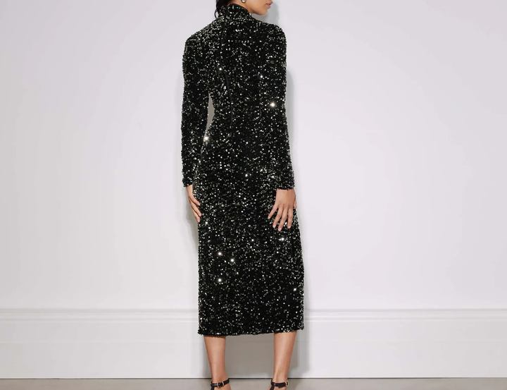 Albaray Velvet Sequin Funnel Neck Dress 2