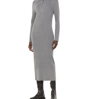 Whistles Bonnie Zip Ribbed Knit Dress 1