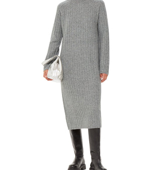 Whistles Ribbed Knitted Midi Dress Grey 1
