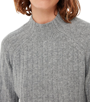 Whistles Ribbed Knitted Midi Dress Grey 3