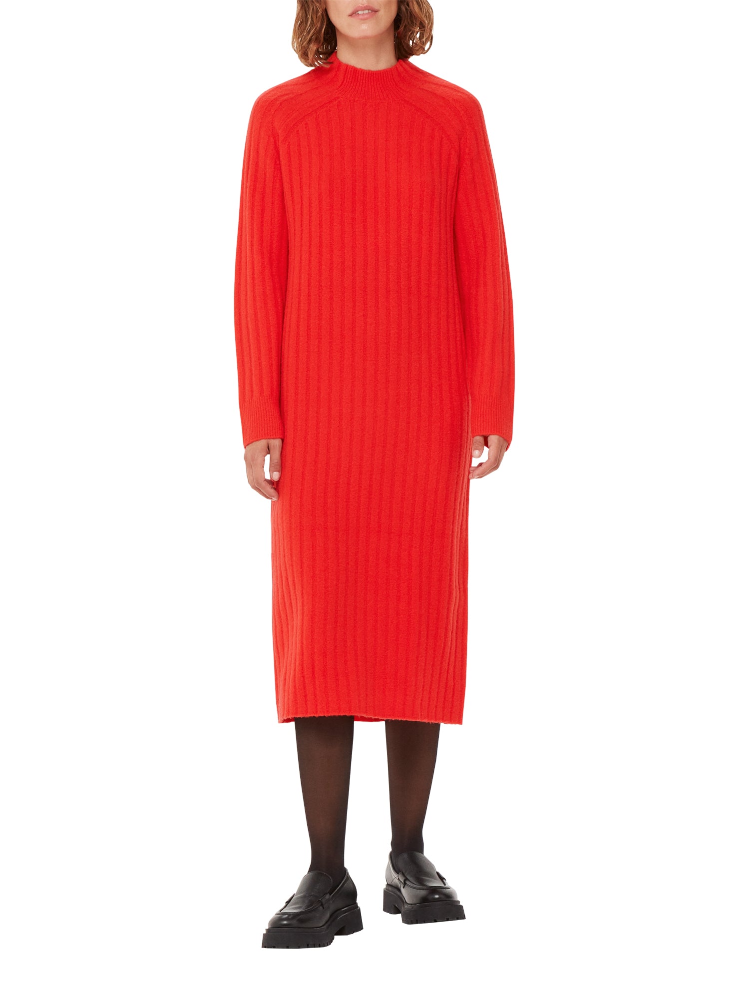 Ribbed Knitted Midi Dress Red – For The Creators