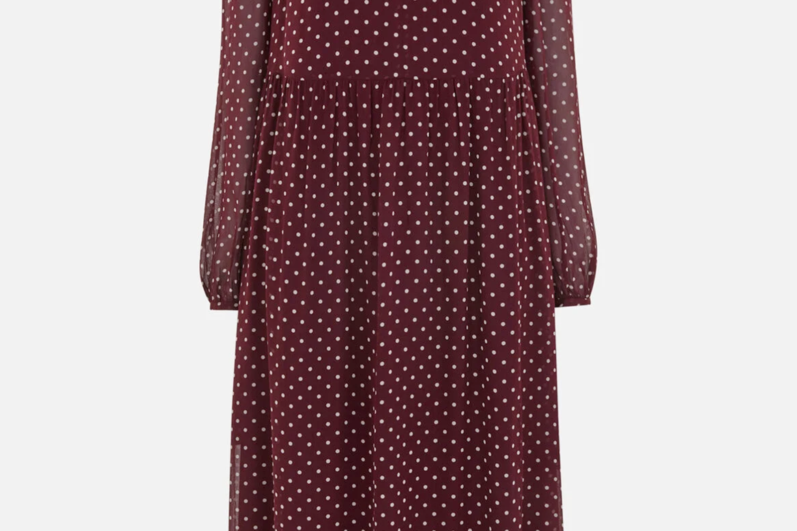 Whistles Spot Print Trapeze Midi Dress - Burgundy/ Multi 2