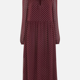 Whistles Spot Print Trapeze Midi Dress - Burgundy/ Multi 2