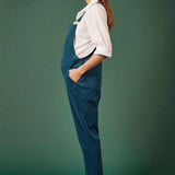 Clary & Peg Doris Dungarees in Petrol Blue Needlecord 3