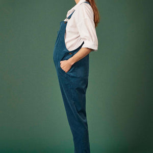 Clary & Peg Doris Dungarees in Petrol Blue Needlecord 3