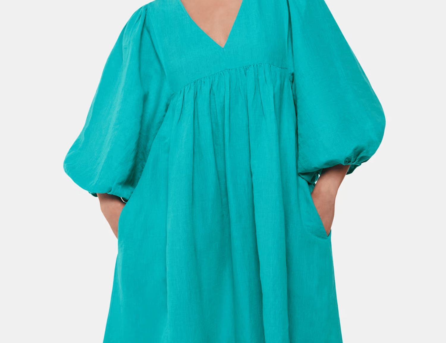 Whistles Gloria Linen Blend Dress - Turquoise 2