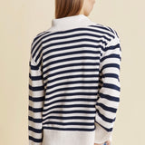 Albaray Navy Mixed Stripe Collar Jumper 4