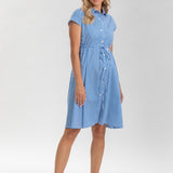 Pietro Brunelli Maternity Viola Sapphire Stripe Maternity Dress in Cotton 1