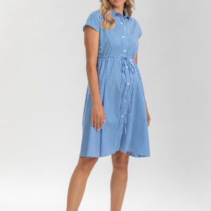 Pietro Brunelli Maternity Viola Sapphire Stripe Maternity Dress in Cotton 1