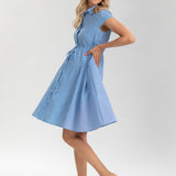 Pietro Brunelli Maternity Viola Sapphire Stripe Maternity Dress in Cotton 2