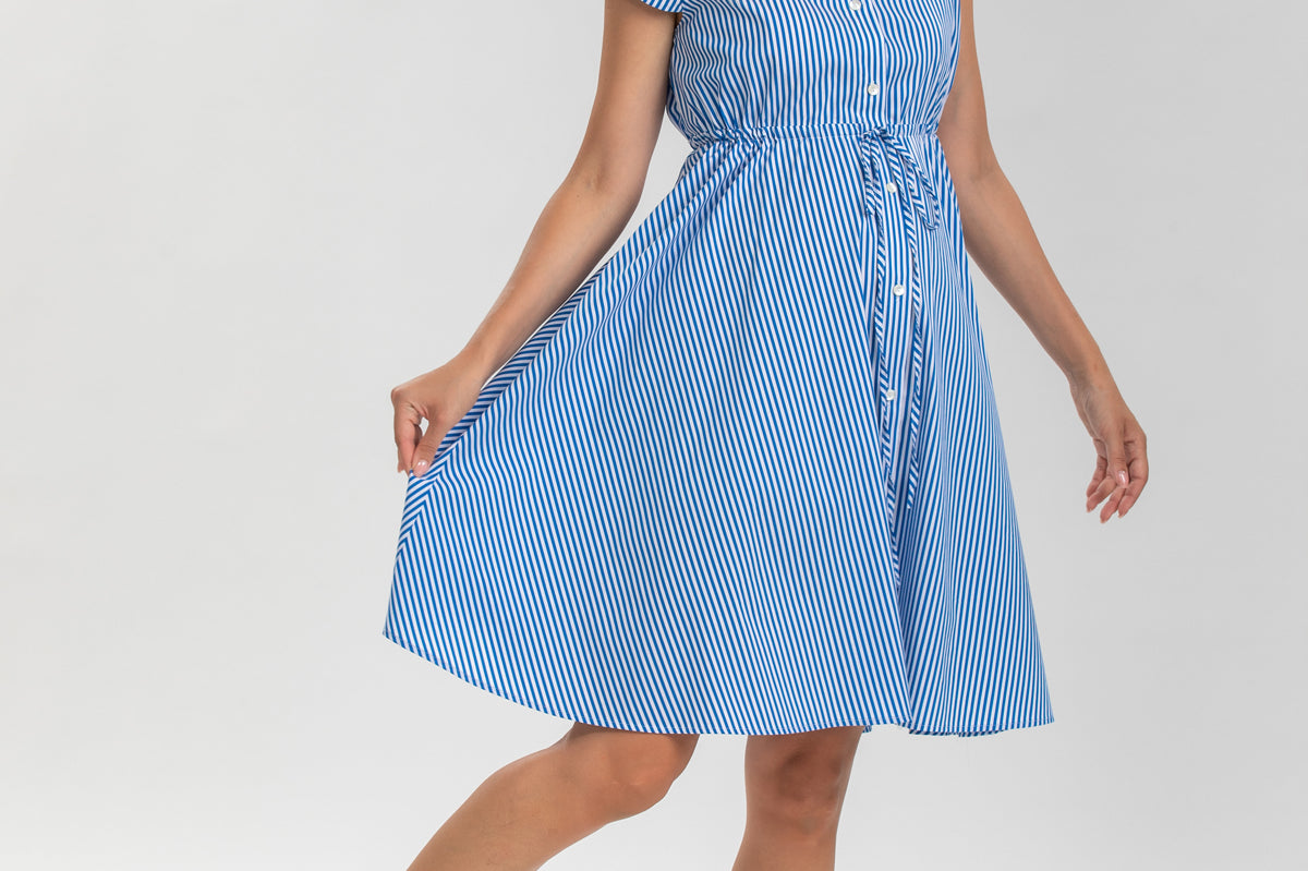Pietro Brunelli Maternity Viola Sapphire Stripe Maternity Dress in Cotton 3