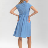 Pietro Brunelli Maternity Viola Sapphire Stripe Maternity Dress in Cotton 4