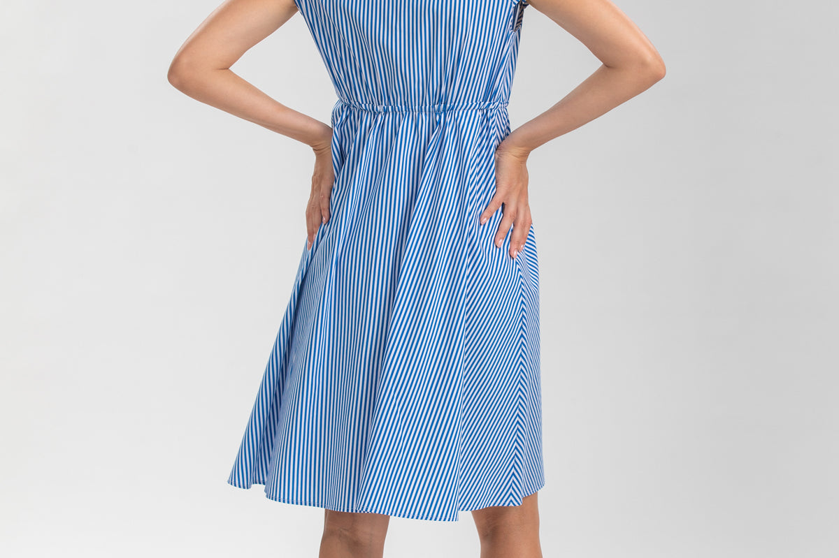 Pietro Brunelli Maternity Viola Sapphire Stripe Maternity Dress in Cotton 4