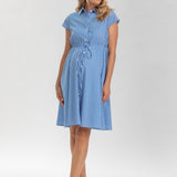 Pietro Brunelli Maternity Viola Sapphire Stripe Maternity Dress in Cotton 5