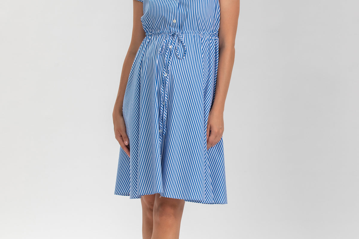 Pietro Brunelli Maternity Viola Sapphire Stripe Maternity Dress in Cotton 5