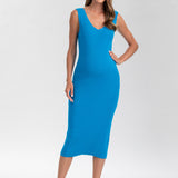 Pietro Brunelli Maternity Allison Blue Fitted Maternity Dress with V-Neck 2