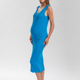 Pietro Brunelli Maternity Allison Blue Fitted Maternity Dress with V-Neck 3