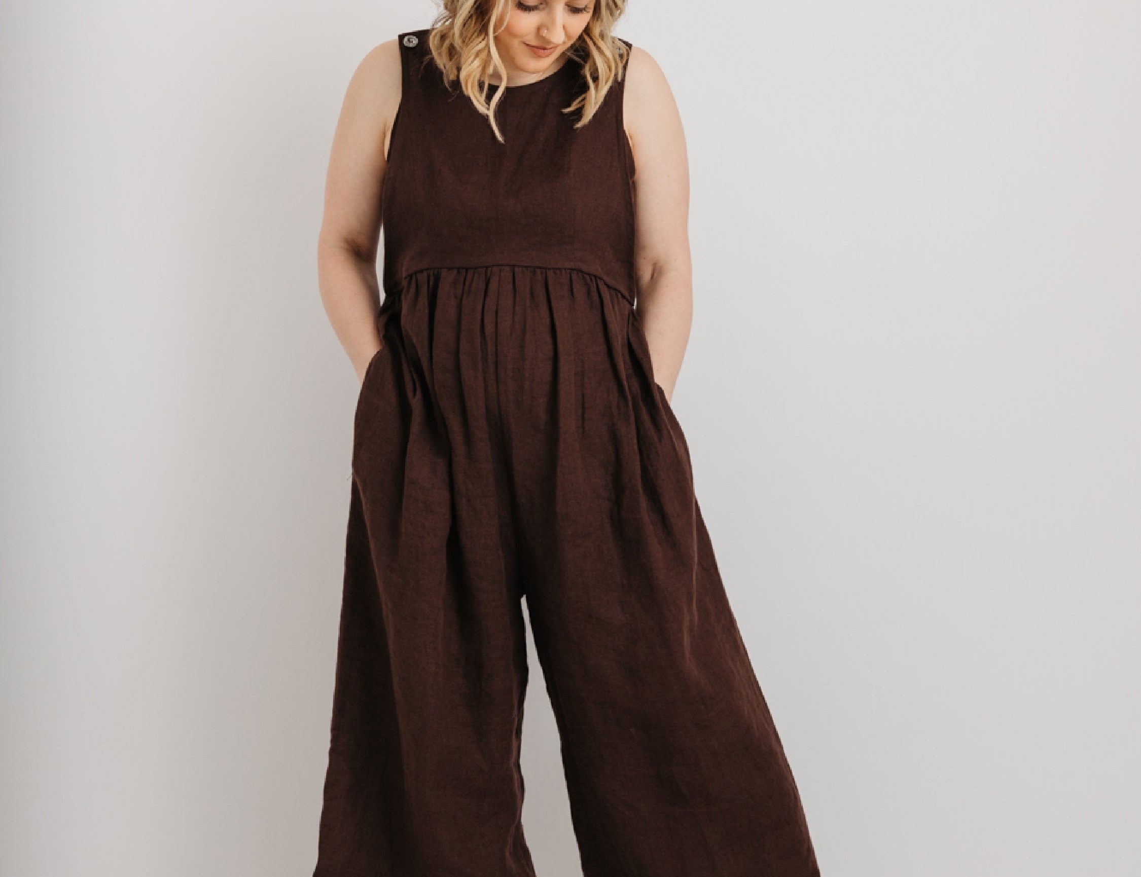 JOURNY Ada Jumpsuit - Linen - Chocolate Brown 1