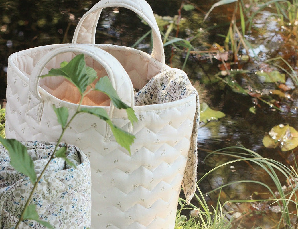 Avery Row Large Quilted Storage Basket - Nettle Scatter 1