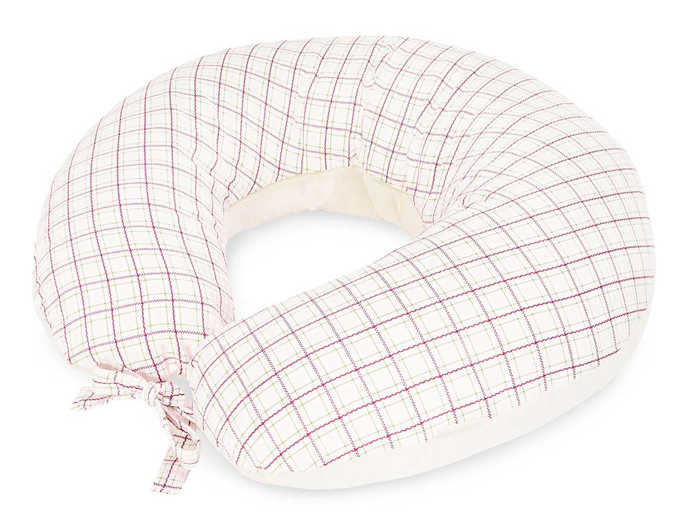 Avery Row Nursing Pillow - Pink Check 1