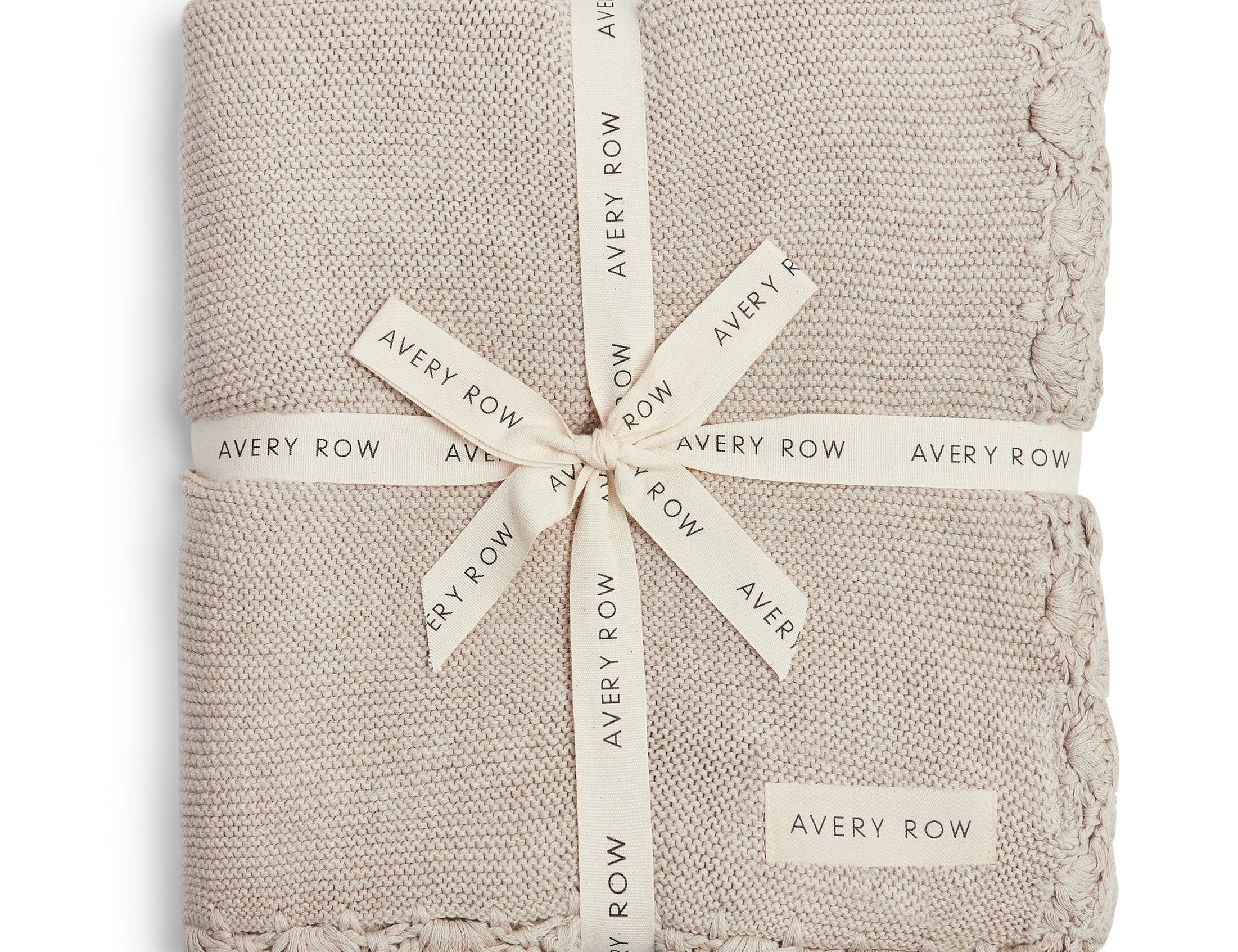 Avery Row Scallop Knit Blanket - Stone 2