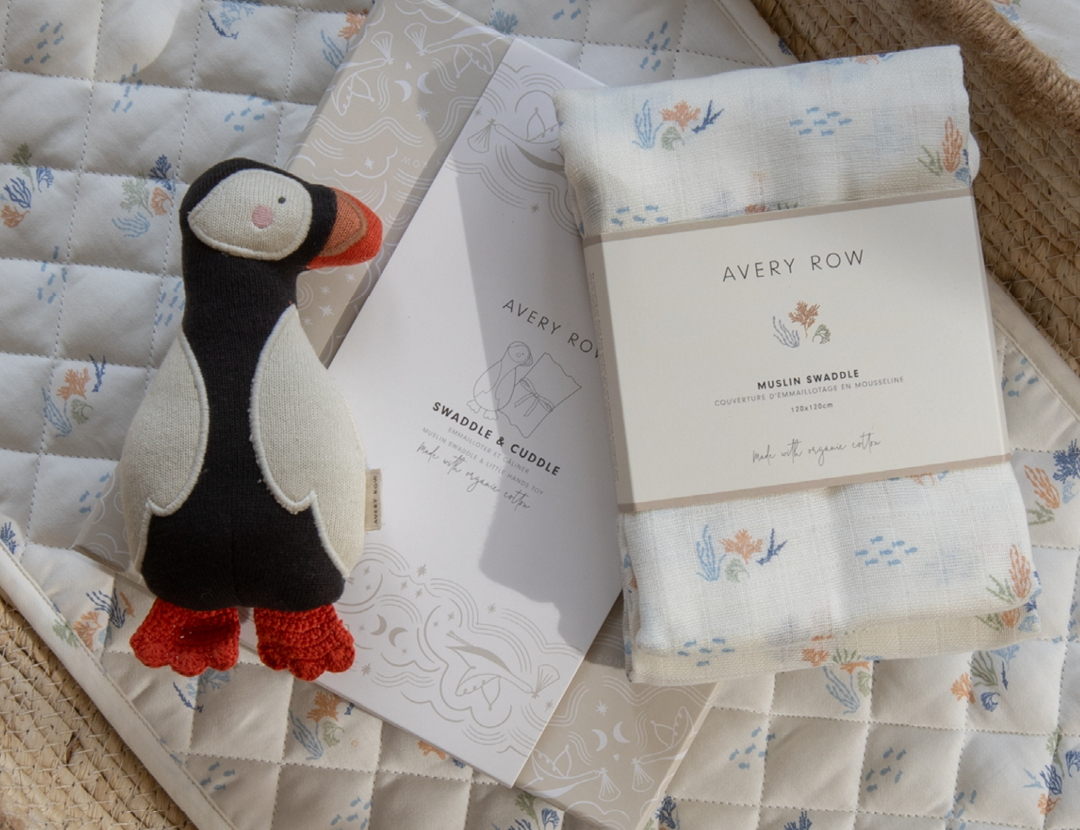Avery Row Swaddle & Cuddle New Baby Gift Set - Coastline 2