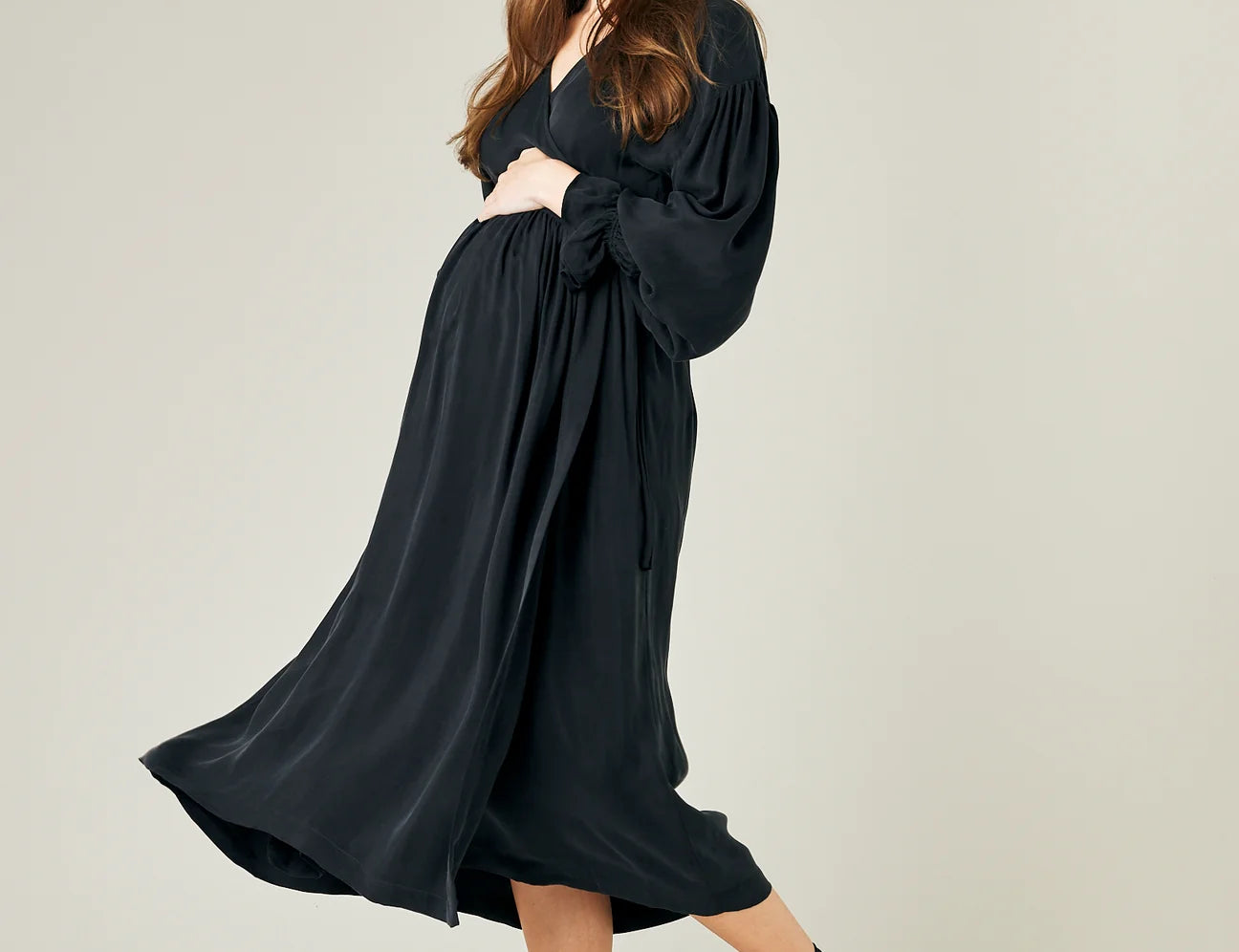 Beyond Nine Finley Black Cupro Wrap Dress 2