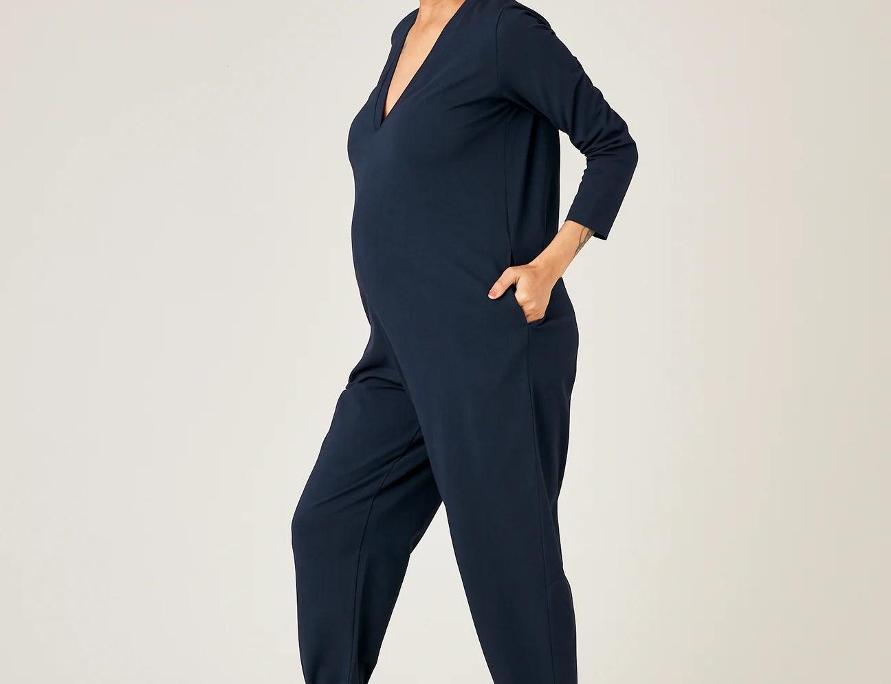 Beyond Nine Milly Navy Cotton Jersey Jumpsuit with Pockets 2