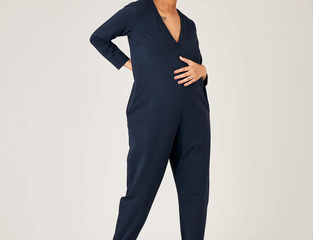 Beyond Nine Milly Navy Cotton Jersey Jumpsuit with Pockets 1