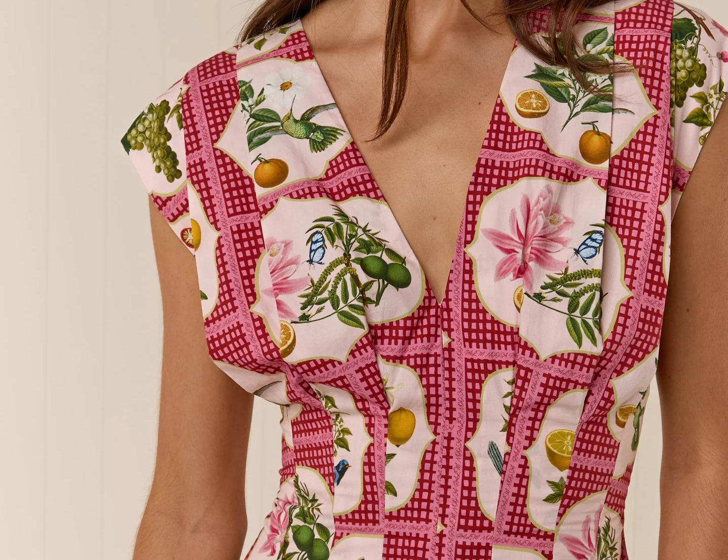 Palm Noosa Carter Dress in Pink Citrus Tile 2