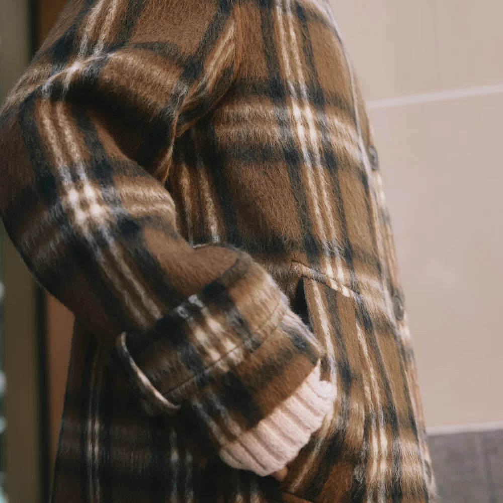 Albaray Check Funnel Neck Coat 4