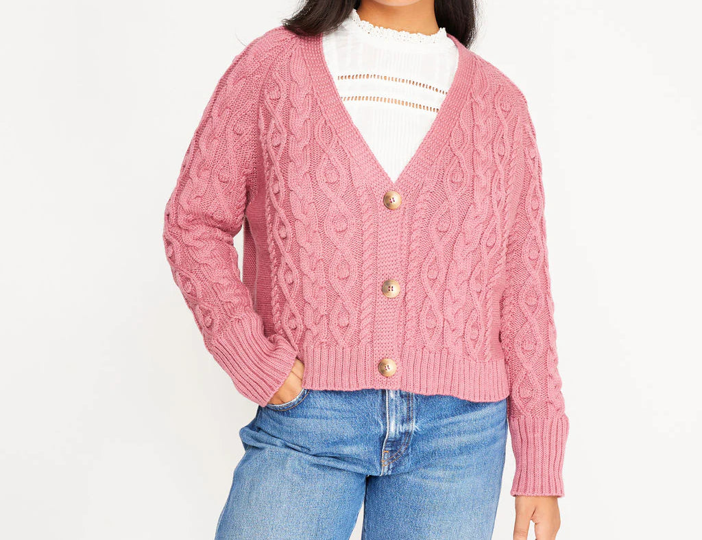 Ophelia & Indigo Merino Wool Claire Cardigan Pink 2
