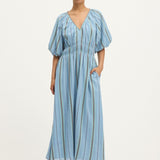 Summery Copenhagen Bella Waffle Maxi Dress in Powder Blue 1