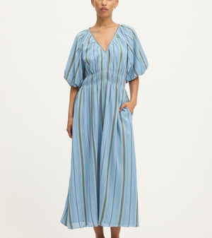 Summery Copenhagen Bella Waffle Maxi Dress in Powder Blue 1