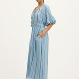 Summery Copenhagen Bella Waffle Maxi Dress in Powder Blue 2