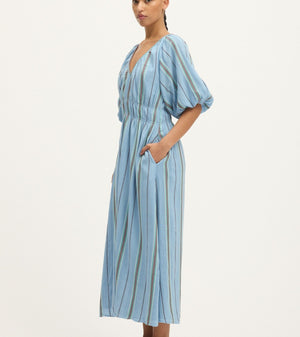 Summery Copenhagen Bella Waffle Maxi Dress in Powder Blue 2