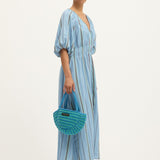 Summery Copenhagen Bella Waffle Maxi Dress in Powder Blue 3