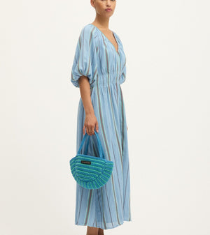 Summery Copenhagen Bella Waffle Maxi Dress in Powder Blue 3