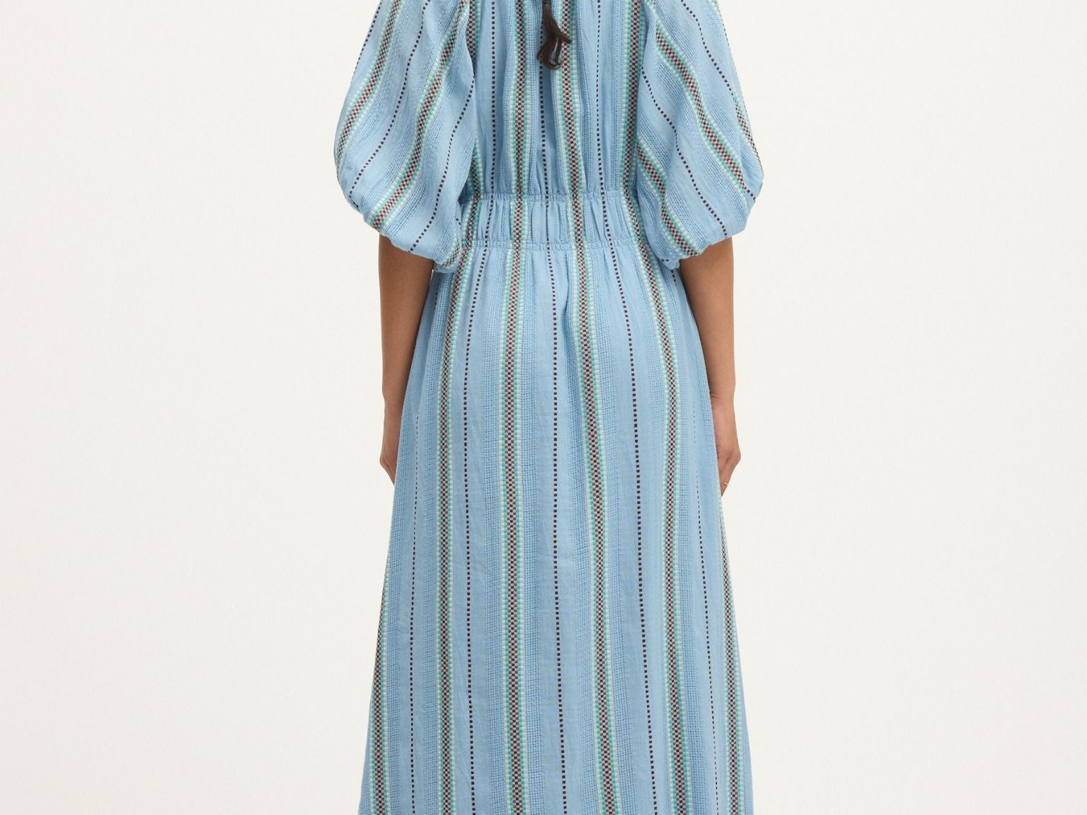 Summery Copenhagen Bella Waffle Maxi Dress in Powder Blue 4