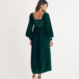 Nobody's Child Green Velvet Shirred Kylie Midi Dress 2