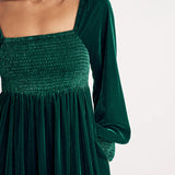 Nobody's Child Green Velvet Shirred Kylie Midi Dress 3