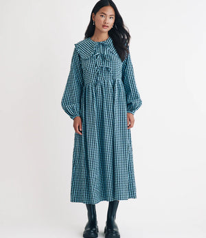 Nobody's Child Blue Gingham Peter Pan Collar Blaze Midi Dress 1